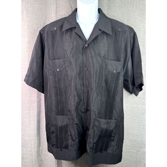 El Norteño Western Wear Men's Short Sleeve Button Down Shirt Size XXL Black NWT - Picture 1 of 8